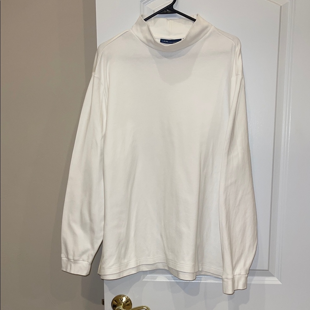 John Ashford Elegant White Mock Neck Long Sleeve Shirt